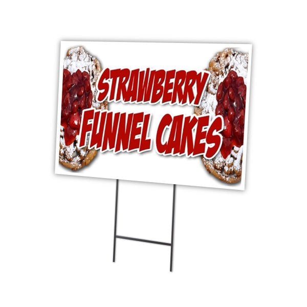 Strawberry Funnel Cake Yard & Stake outdoor plastic coroplast window, C-2436 Strawberry Funnel Cake
